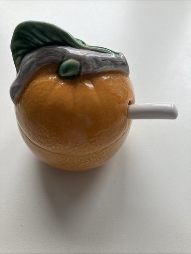 Ceramic marmalade pot orange - pot,