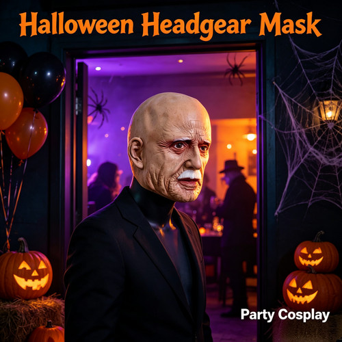 Realistic bald old man mask - realistic,