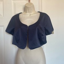 Gerard Darel 100% Silk Bolero Size 36 (8-10 UK ?) PARIS Navy Blue Jacket Cropped