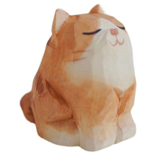 Wooden cat sculpture ornament - cat,