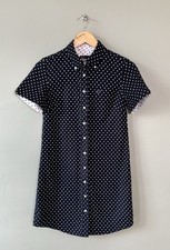 FRED PERRY Shirt Dress Stunning Black & White Spotty Print Size 8 VGC Designer