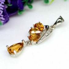 Silver Pendant Yellow Citrine