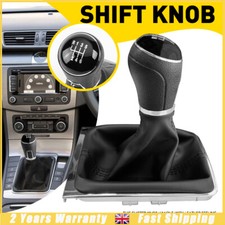 For VW PASSAT B7 2011-2014 Chrome/Black 6 Speed Gear Shift Knob + Gaiter Frame