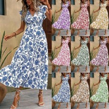Boho Ladies V-Neck Long Dress