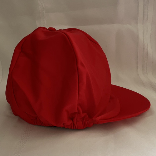 Red lycra horse riding hat - red,