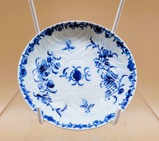 Worcester 1st Period Porcelain Feather Mould Floral Pattern Saucer 18th Century