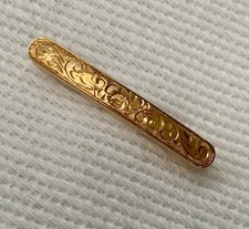 Small 9ct Gold  Antique Victorian Engraved Bar Brooch 1g - Tie or Lapel Pin