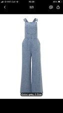 Denim Wide Leg Dungarees Long