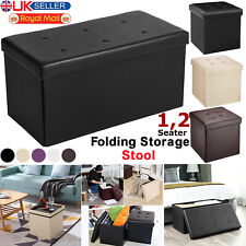 Faux Leather Folding Storage Box Ottoman Seat Stool Storage Boxes Home Footstool
