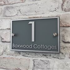 Modern House Name | Number Address Plaquesor  Door Signs Rectangle Glass Effect
