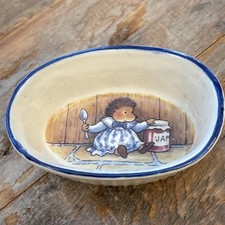 Vintage Foxwood Tales Hedgehog Small Oval Ceramic Ribbed Jam Condiment Dish