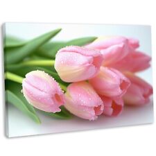 Pink Tulip Bouquet Canvas Wall Art Print Framed or Unframed Floral Picture