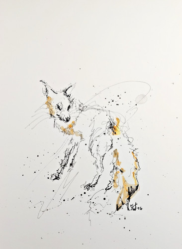 Original fox scribble ink - original,