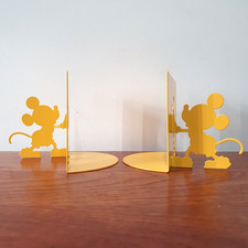 Disney Mickey Mouse Silhouette Bookends Yellow Metal Michael Graves Möller 1995