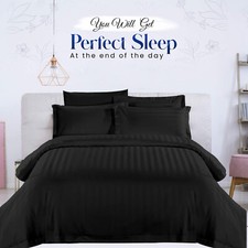 SATIN STRIPE DESIGN DUVET QUILT COVER SET BEDDING Sets DOUBLE SUPER KING Size