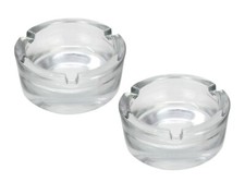 2 Clear Glass Ashtray Round Cigarette Smoking Ash Tray Home Pub Garden Outdoor