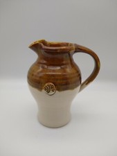 Pottery Jug Brown 2 Tone Stamped Marked 16cm Tall VGC 