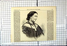 Old Print The Late Madame Grisi Opera Singer Portrait Pearl Necklace 1869 19th