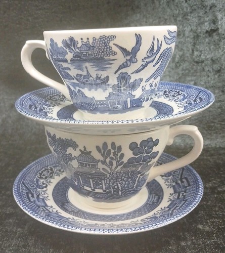 Pair blue white willow - blue, &