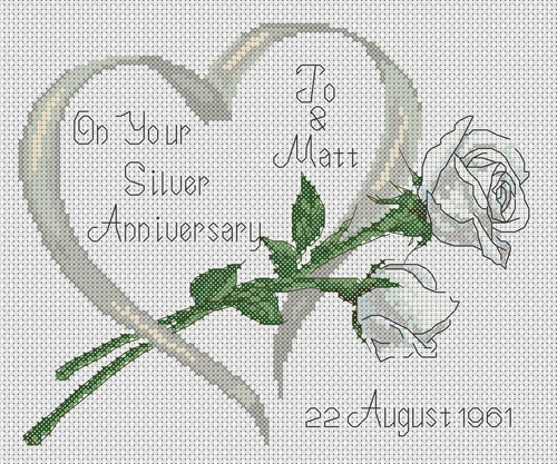 Cross stitch chart silver - cross,