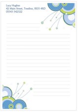 Personalised address LETTERHEADS writing paper, unlined lined letters, blue n107