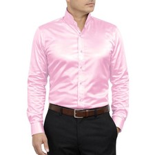 Mens Pastel Pink Satin Shirt
