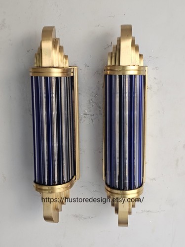Pair art deco brass - deco, wall