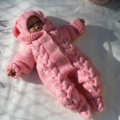 Knit baby romper - baby, bear
