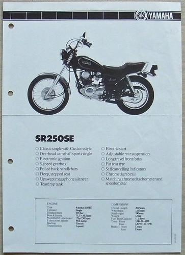 Yamaha sr250se motorcycle - yamaha,