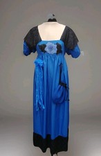 Gorgeous Blue & Black Regency Jane Austen Bridgerton Ball Gown Outfit 12/14 Aprx
