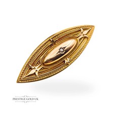 Victoria 1891 Rose Gold Mourning Brooch, Chester Hallmark Diamond Set Keepsake