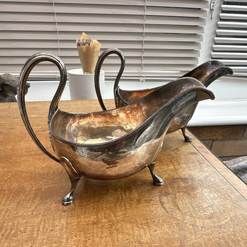 Pair silver plate sauce gravy - silver,