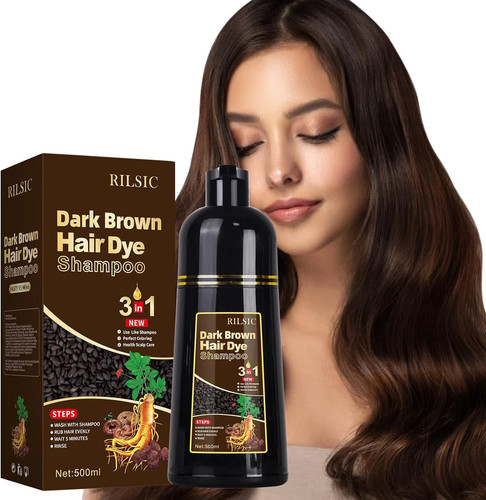 Dark brown hair dye shampoo - dark,
