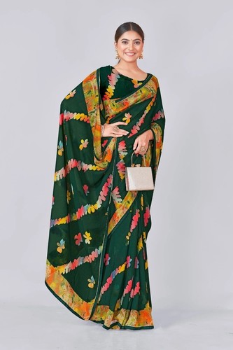 Printed bandhani chiffon saree - printed,