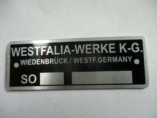 Type plate westfalia works - type,
