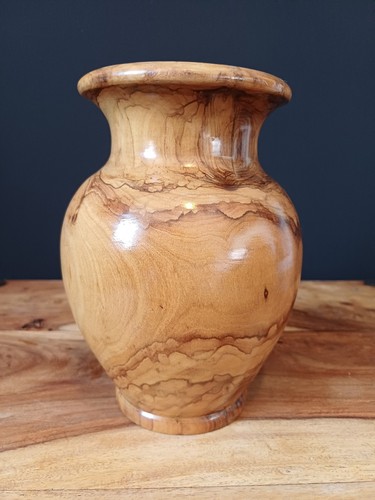 Vintage wooden teak vase - vintage,