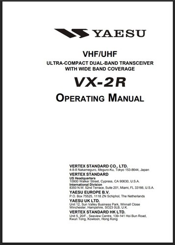 Yaesu instruction - vx-2r,