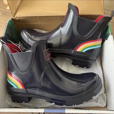 Joules Women  Wellibob  Ankle Wellies  Boots - Navy Rainbow- Adult 7