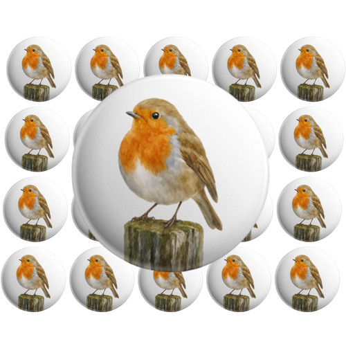 20x memorial robin badges - badges, 25mm