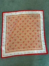 VINTAGE JACQMAR OF LONDON SMALL SQUARE SCARF RED PEACH FLORAL PRINT