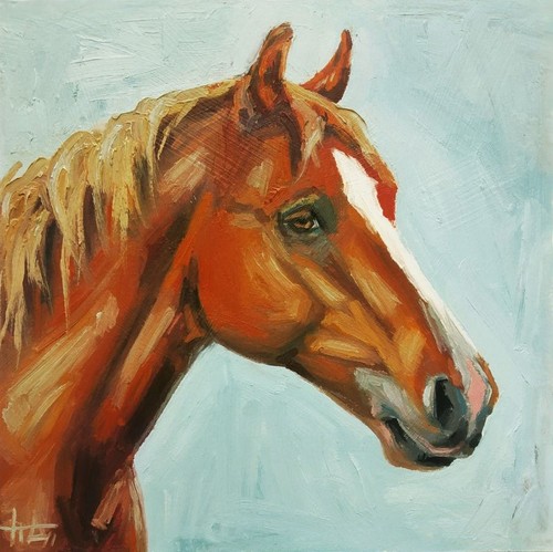 Original painting portrait red - original,
