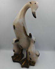 Faux wood duck and ducklings ornament shabby chic country cottage 11 inches
