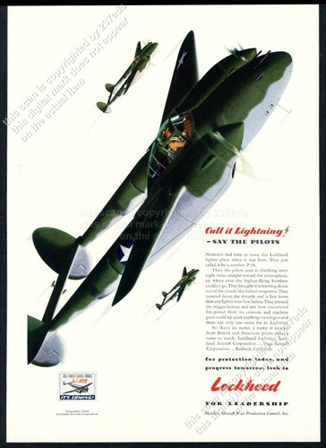 1943 lockheed lightning - lockheed, p-38