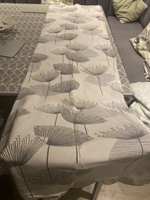 Sanderson Dandelion Clocks Table Runner In Grey And White.