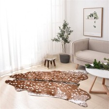 Faux Fur Sika Deer Print Animal Skin Hide Pelt Rug Mat Carpet Home Decor