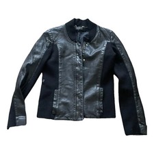 GUCCI Black Leather Jacket Biker Motorcycle Cuffs Zipper Snaps Sz 42 IT / 6 US