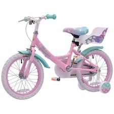 Unicorn 16″ Kids Bike with Doll Carrier Pastel Pink & Blue