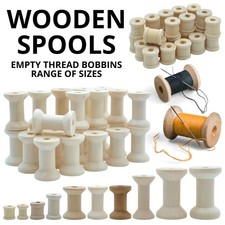 Wooden Spools Empty Bobbins - Natural Thread Ribbon Reel Sewing Stitching Crafts