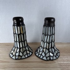 Pair 2 Old Antique Vintage TIFFANY Style Leaded Art Glass Lamp Shade Arts&Crafts