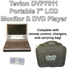 Tevion DVP7011 Portable 7" LCD Monitor & DVD Player + Remote, Charger Canvas Bag